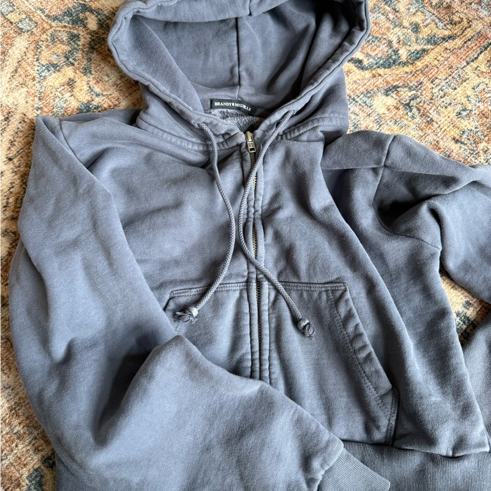 Brandy Melville Cropped Zip-Up Sweatshirt